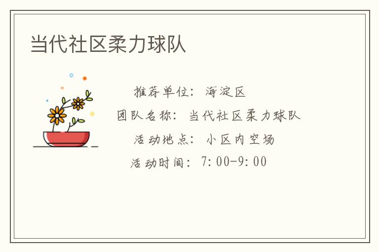 當(dāng)代社區(qū)柔力球隊