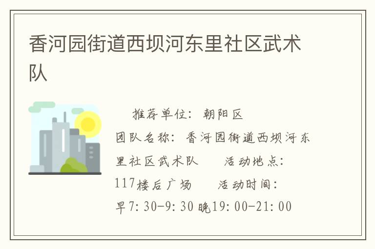 香河園街道西壩河東里社區(qū)武術隊