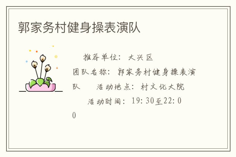 郭家務(wù)村健身操表演隊