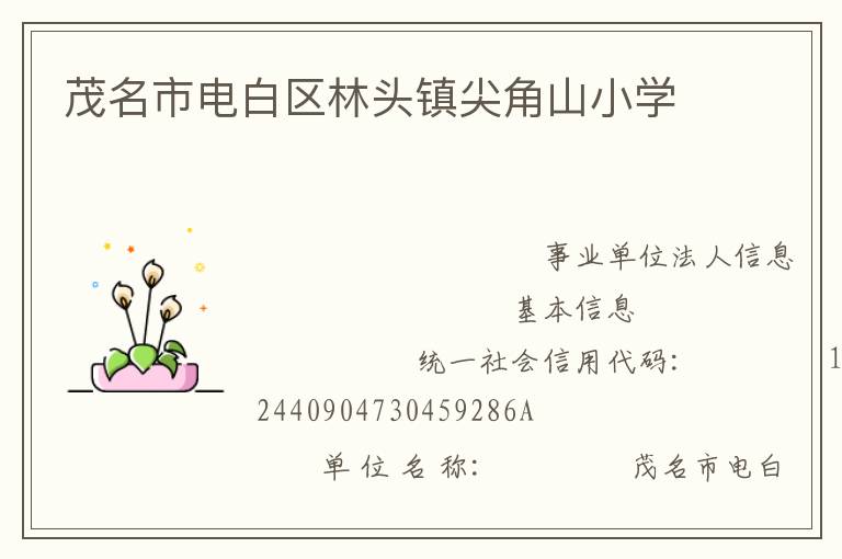 茂名市電白區(qū)林頭鎮(zhèn)尖角山小學(xué)