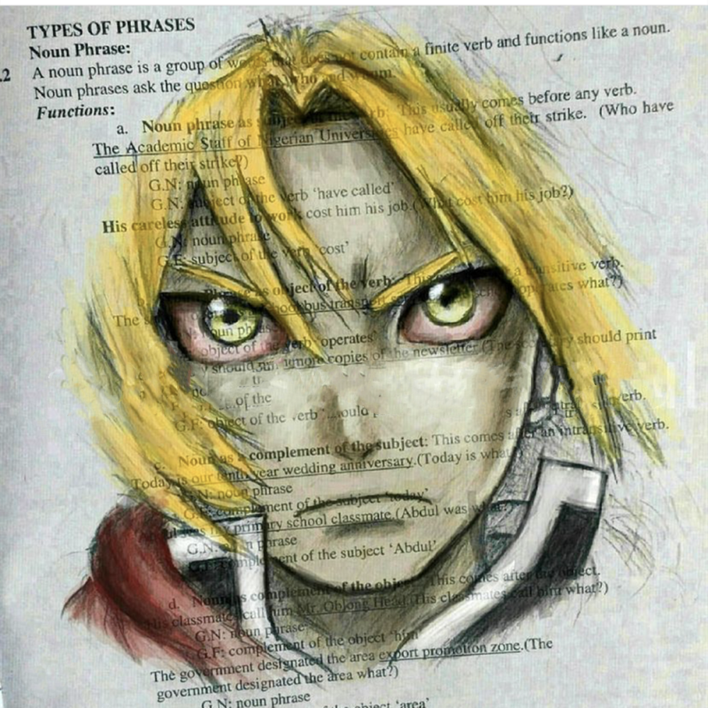 在課本上畫畫會怎樣，或許這位外語課堂上跑神的畫師能夠給出答案